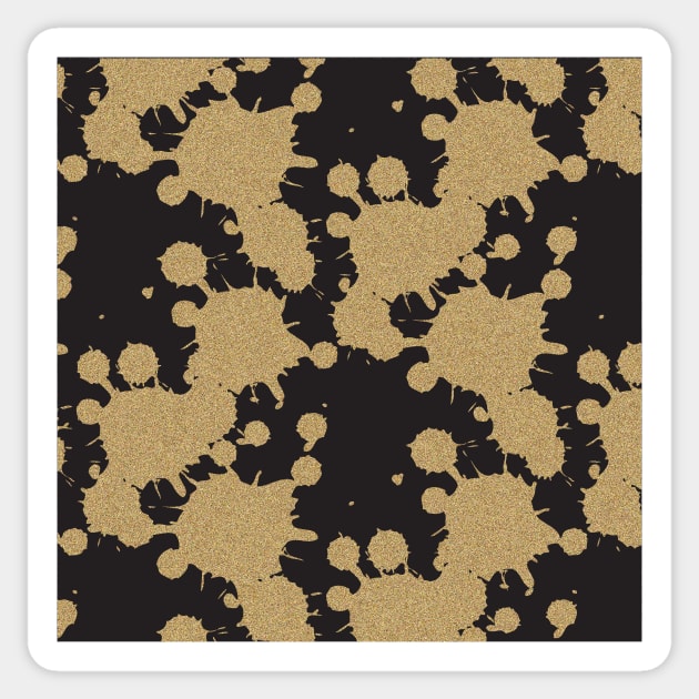 black and gold splash paint pattern Sticker by Prints by Hitz